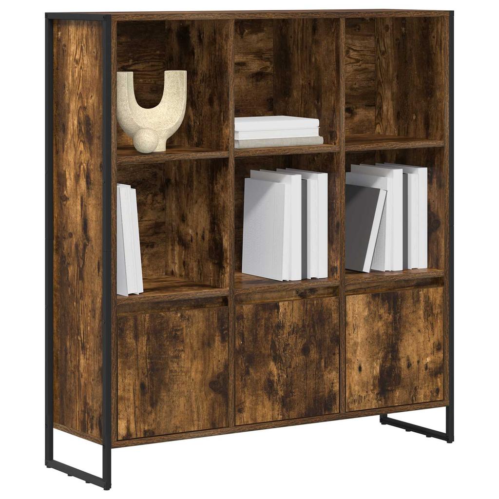 Bookshelf Set of 2 Smoked Oak Finish 99.5 x 30 x 108 cm Engineered Wood