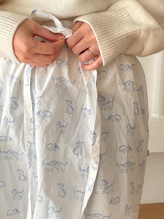 Lemonbaseball Livingclub Kitten Half Apron white