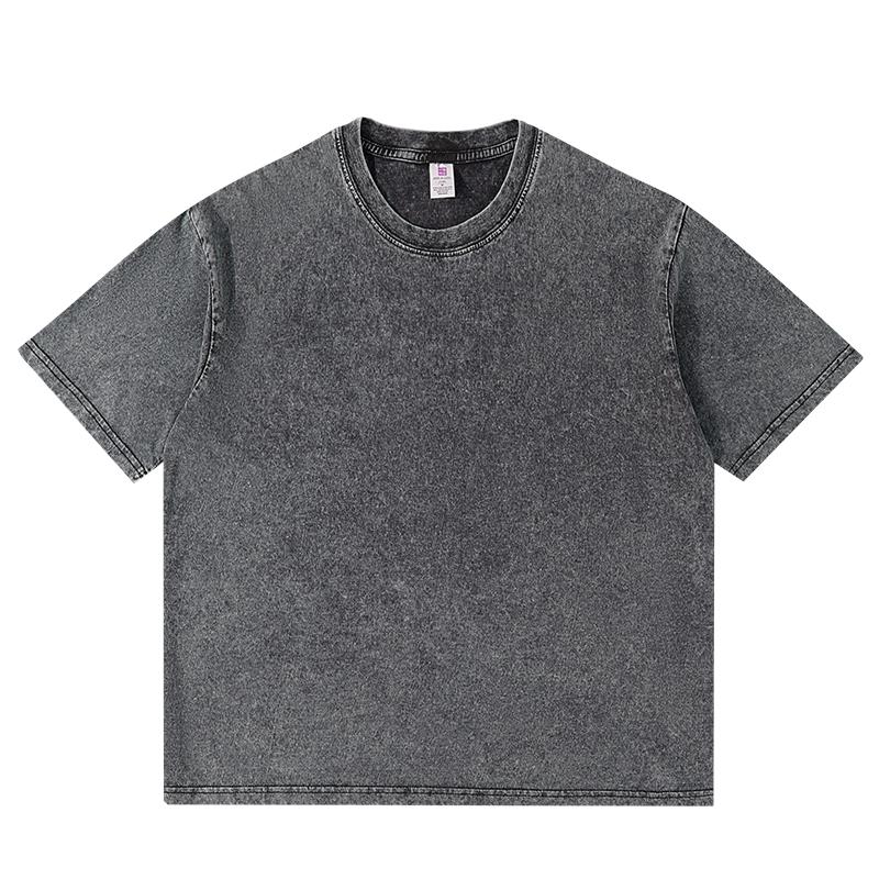 Schwere gewaschene Vintage-T-Shirts für Herren, Street Hip Hop, Retro-Punk-T-Shirt, Damen, Harajuku, lässig, Baumwolle, kurzärmelig, Acid-Wash-Tops