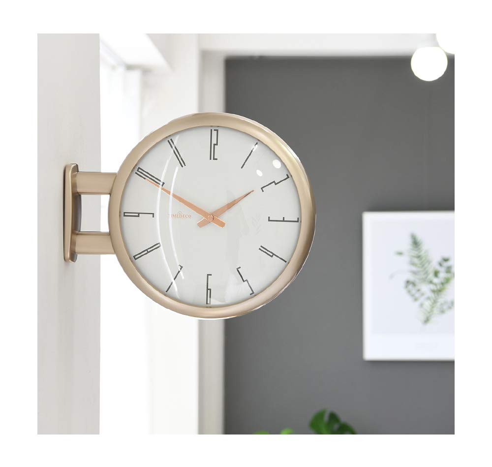 

radio wall ABS living room A7 Double-sided clock, double-faced clock, black, resin, wall-mounted, double-sided clock, (GOLD) золотой