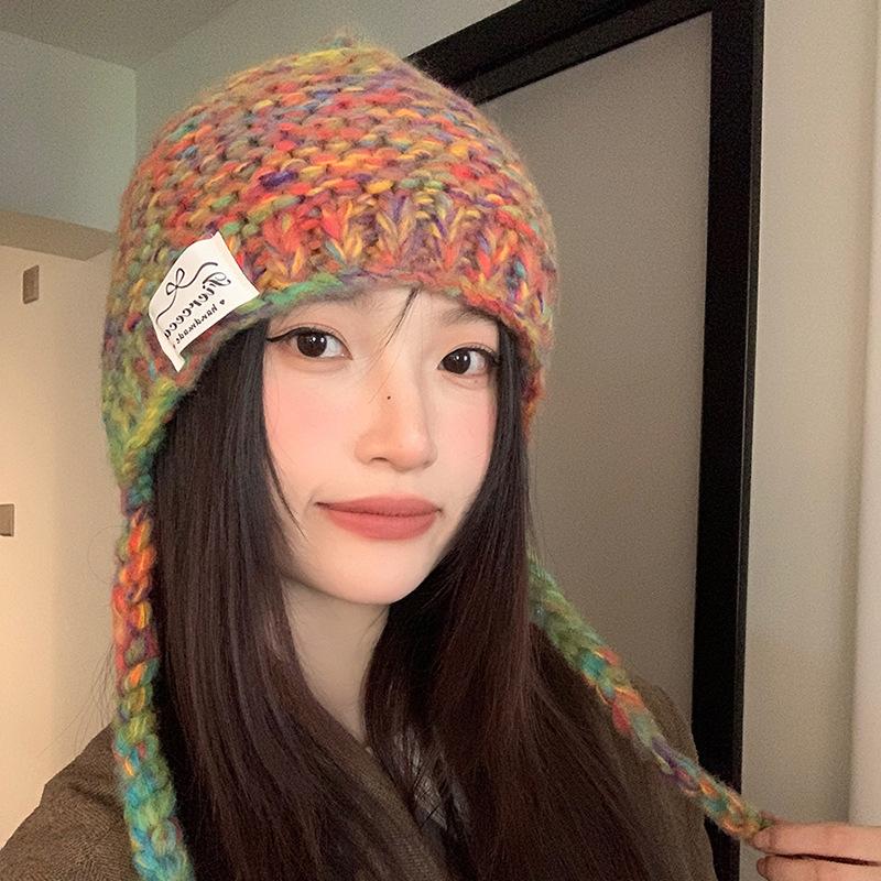 Cute Baotou Woolen Hat for Women Large Head Circumference  Fashionable  Versatile  Warm  Sweet  and Showy Small Knitted Hat