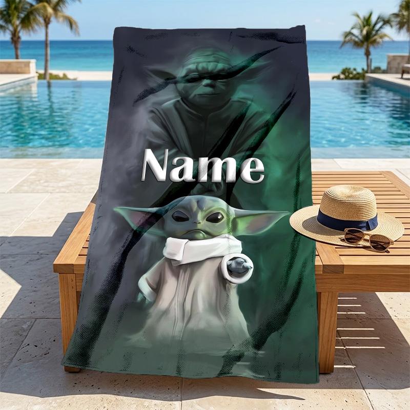 Custom Name Yoda's Legacy Stylish Digital Printing Beach Towel Quick‑Drying Absorbent Blanket for Beach Pool Gym Travel