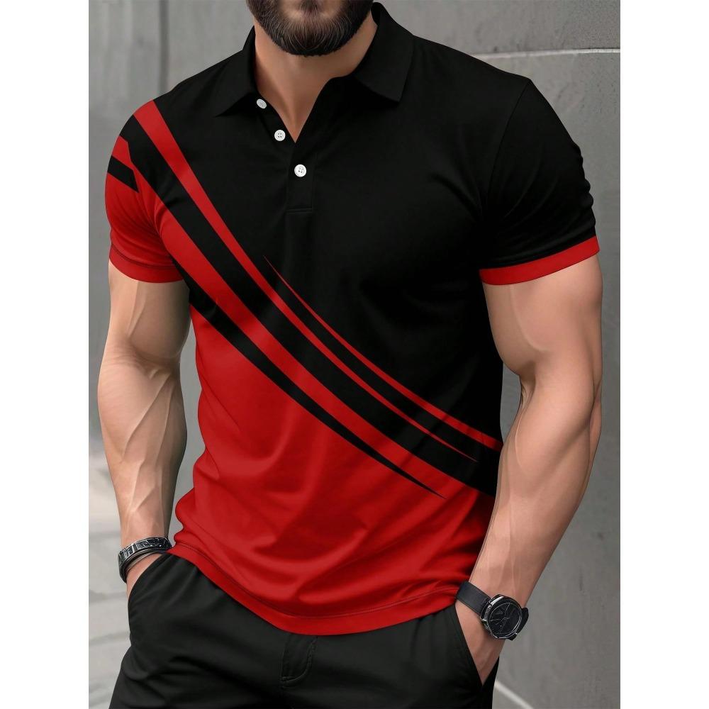 summer new men's POLO shirt features a casual fashionable comfortable soft and breathable 3D letter pattern print