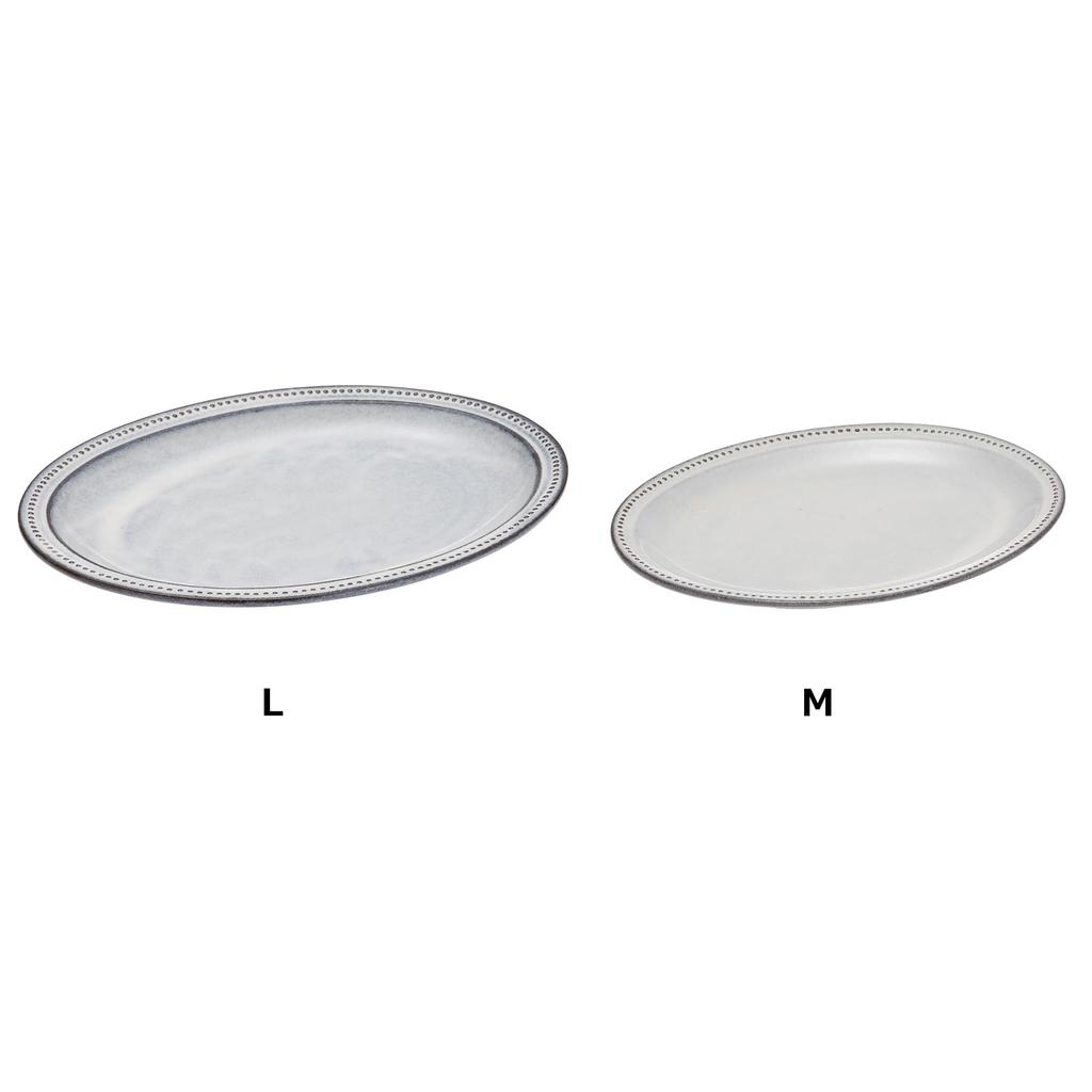 Rim Dot Plate L Black Clay Milky White 30304