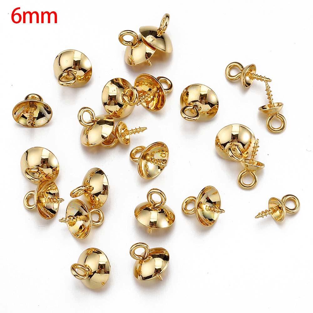 30pcs 50pcs Stainless Steel Flower Screw Eye Pins Bail Top Drilled Bead End Caps Pendant Connector for DIY Jewelry Making Supply