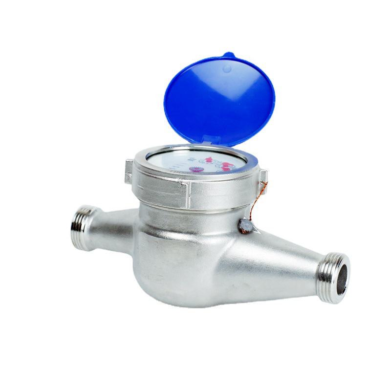 Household Stainless Steel Water Meter with Blue Cover, Detachable Rotor, for Cold and Hot Water, DN15-40