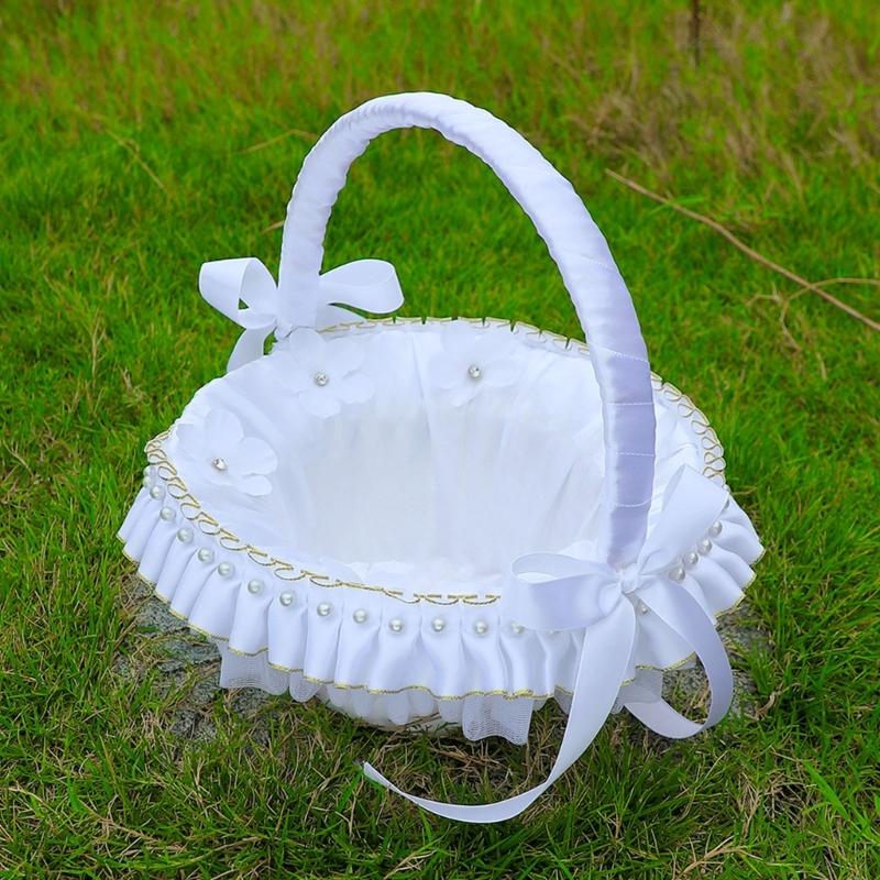 Princess Style Decorative Storage Basket With Metallic Accent Perfect For Bridal Showers Anniversaries And Photo Props