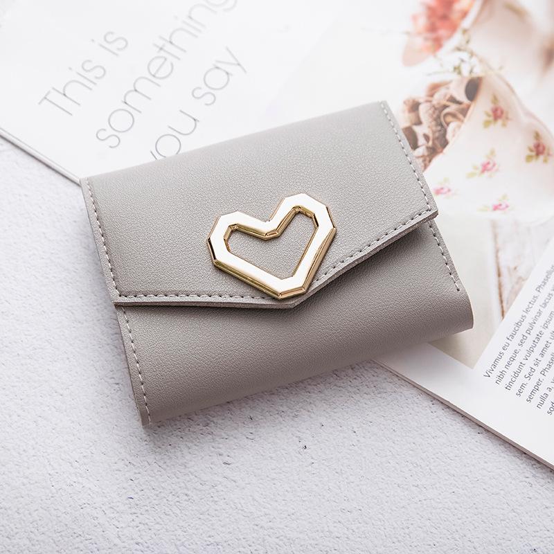 Korean Style 2026 Women's Heart-Shaped Tri-Fold Short Wallet and Coin Purse