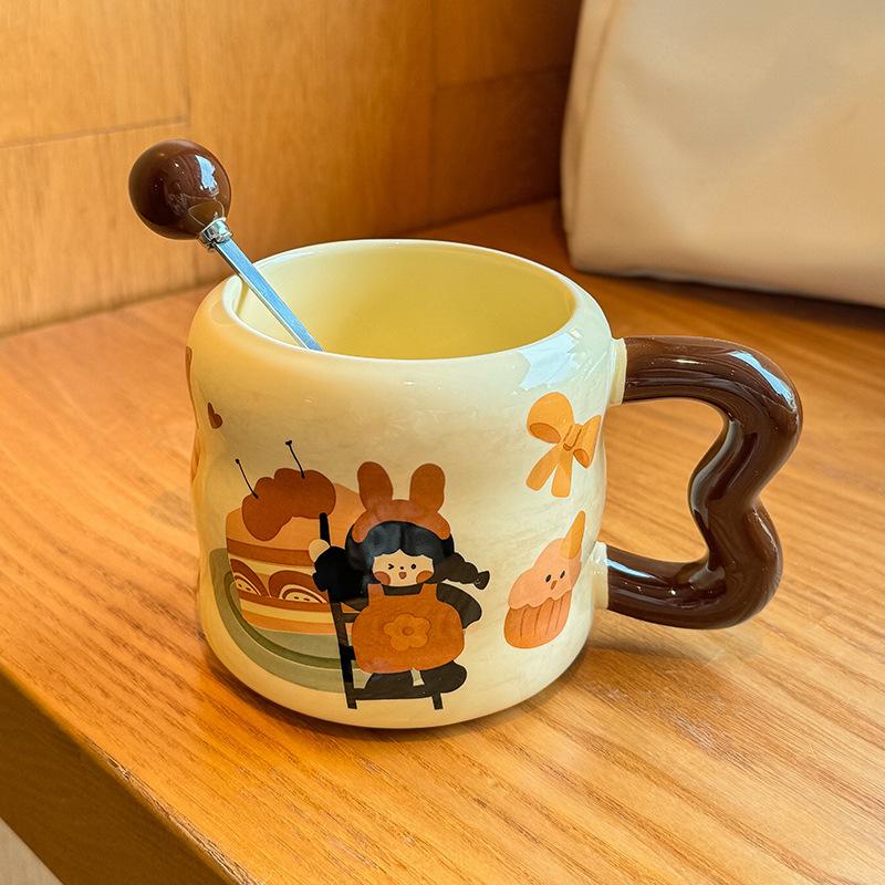 Hochwertige Keramiktasse mit Deckel Freundin Souvenir Geschenk für Mädchen Geburtstagsgeschenk praktische Keramiktasse kreatives Geschenk