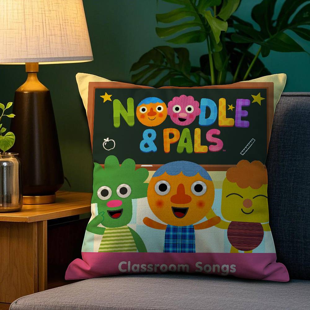 Cartoon Noodle & Pals Kissenbezug Sofa Wohnzimmer Schlafzimmer Beidseitiger Druck Quadratisches Kissen Nickerchen Kissenbezug