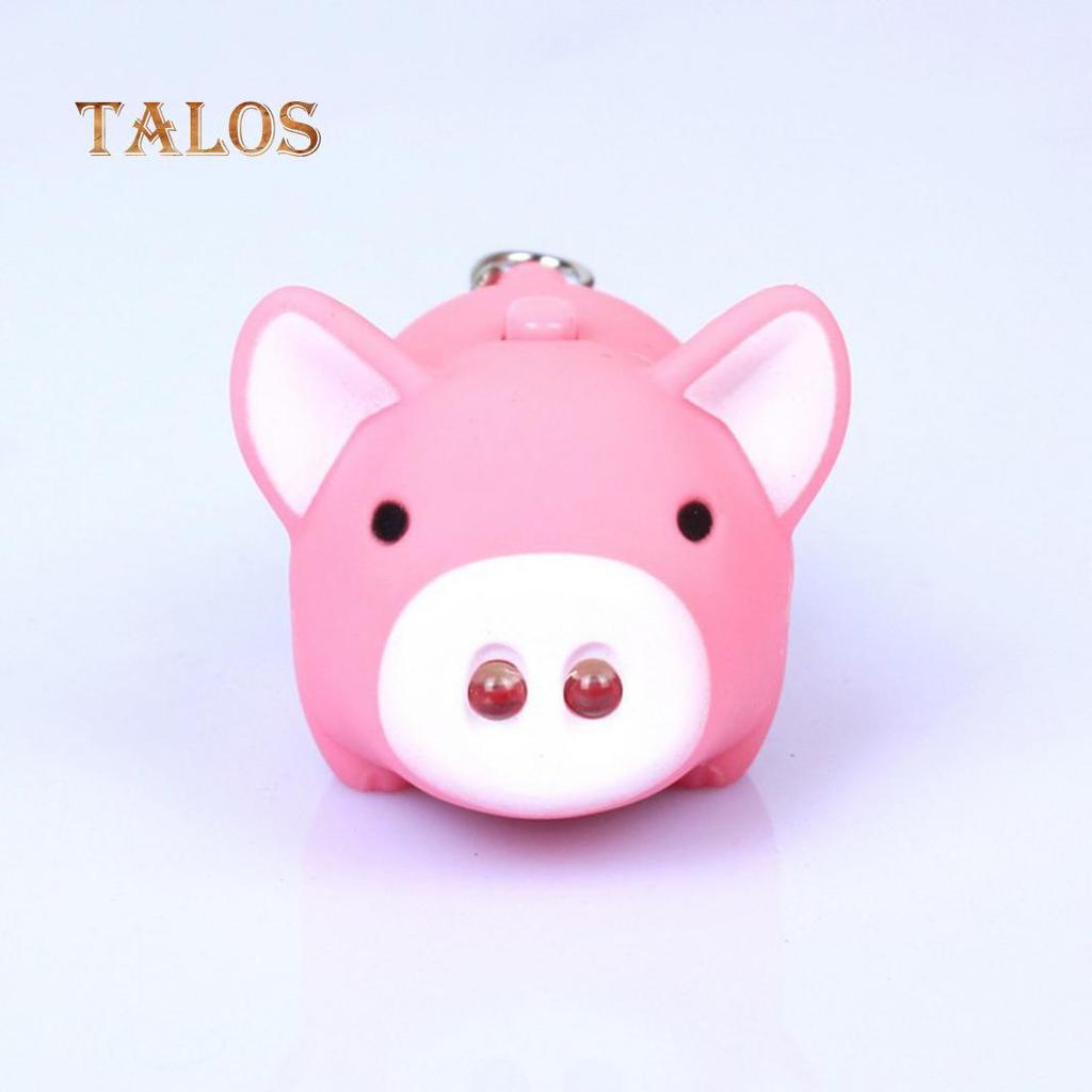 Cute Pig Style LED Light Sound Key Chain Keyring Car Bag Pendant Decoration Gift Suspension Trinket