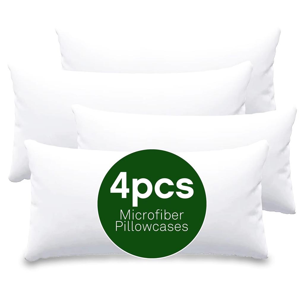 4 PCS Pillowcases Microfiber Pillowcases for Bedroom, Living Room Pillow Protector Cotton Pillowcases Bedroom Pocket