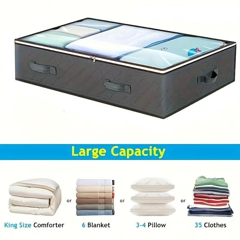 Confezione da 4 Contenitori Salvaspazio Sottoletto da 90L Contenitori Pieghevoli per Armadio Organizzatori Contenitori Sottoletto per Coperte Vestiti