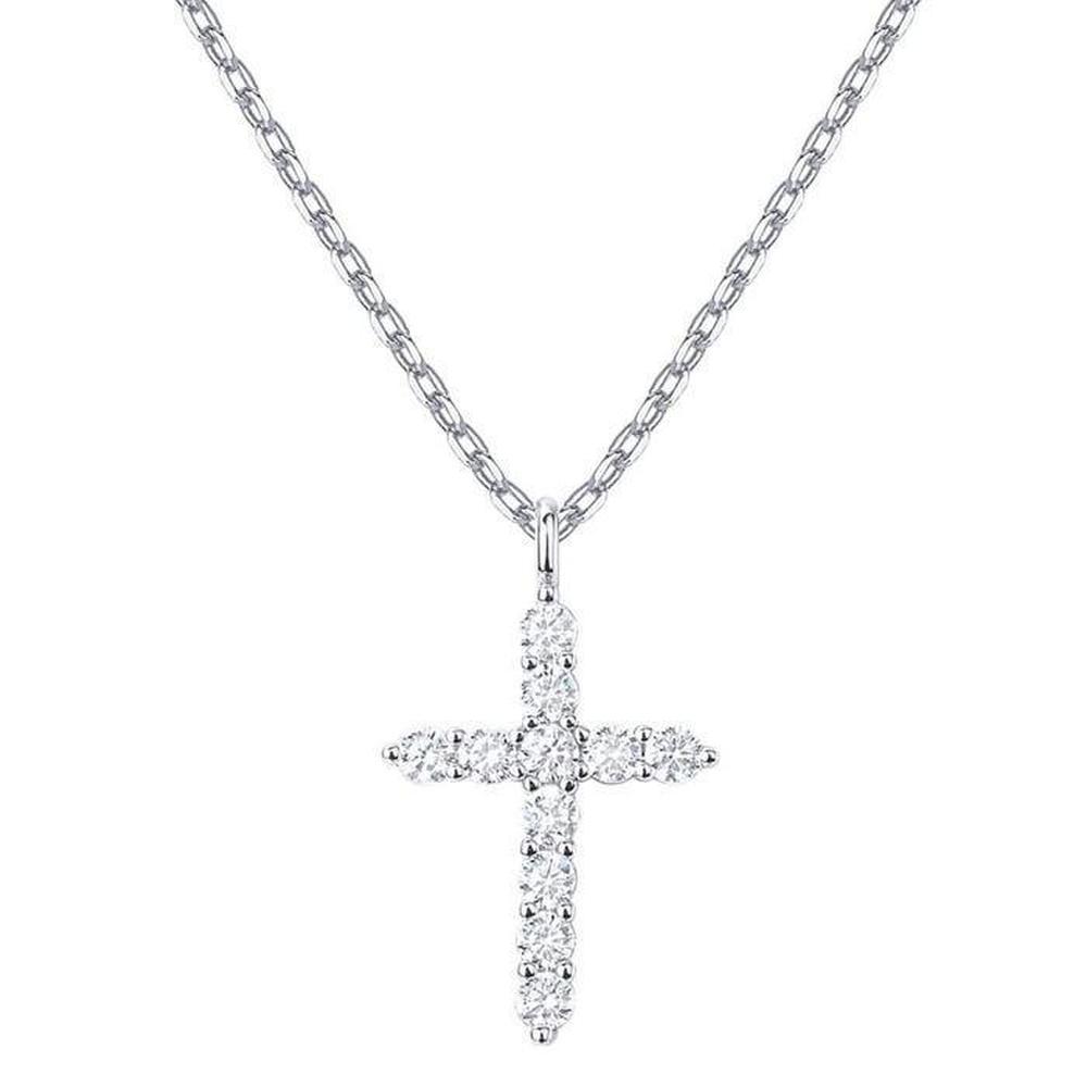 [Onoma] Onm Cross Cubic Zirconia Necklace Silver Gold Women's Fashion (39923855)