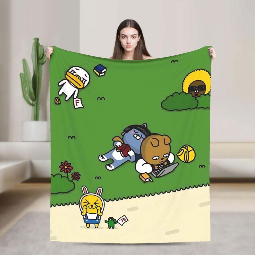 K-Kakaos F-Friends Tube Apeach Ryan Trio Blanket Quality Warm Throw Blanket Winter Picnic Home Decor Aesthetic Bedspread