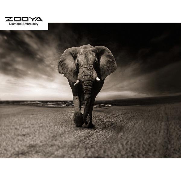 

ZOOYA 3D Алмазная вышивка Живопись Вышивка крестиком Круглый горный хрусталь Живопись Животное Слон