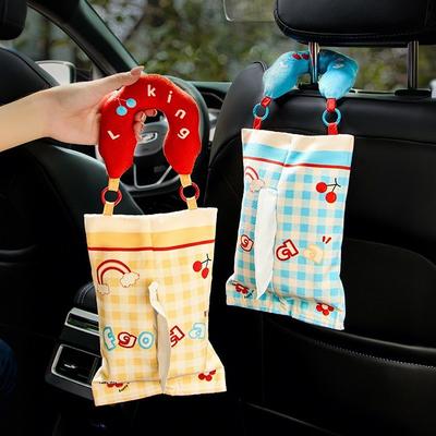 Adorable Car Tissue Box Rabbit Themed Multifunctional Hanging Paper Towel Holder For Cars Seat Storage Portable Use