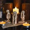 Creepy Skull Statue Set for Halloween – Dark Resin Art Decor (Three Wise Monkeys Inspired