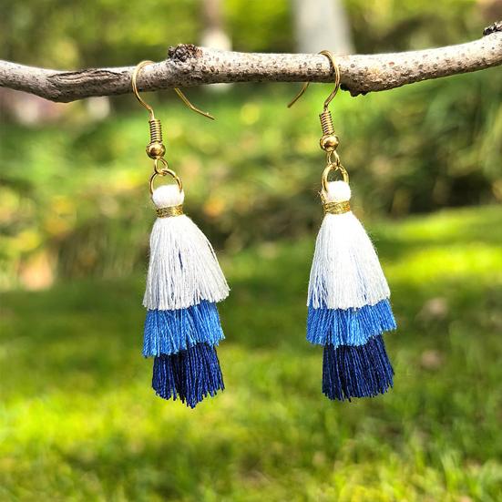 Earrings Multi-layered Fringe Earrings Creative Red, White, and Blue Flag-Colored Pendant Earrings 4th of July Independence Day Gift for Women
