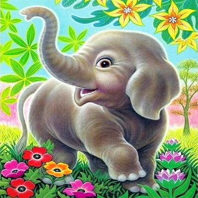 Full 5D Diy Diamond Painting Cartoon Baby Elephant Embroidery Cross Stitch Home Decor Handmade Gift