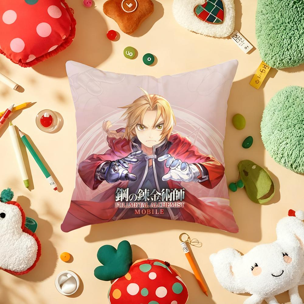 Cushion Cover Plush Fabric Soft DoubleSided Printed Sofa Warm Winter Home Gift Pillow Cover FFullmetal AAlchemist Anime