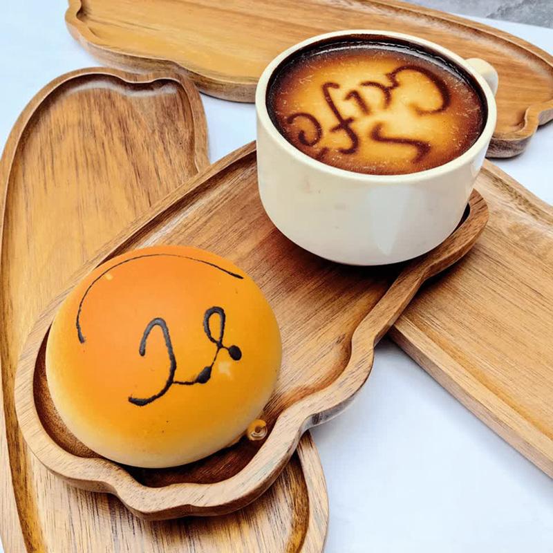 Japanese Style Wooden Tea Coffee Tray Fruit Dessert Candy Plate Wood Decorative Bread Snack Cake Food Dish Trays Tableware