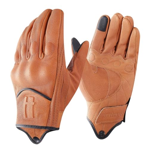 

Harssidanzar мужские кожаные мотоциклетные перчатки с сенсорным экраном, Powersports Joint Protection Motorcycle Gloves GM028JP, желтые, XL