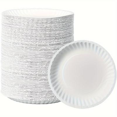 200 Pcs Disposable Paper Plates, Decorative Craft Paper Plates, Round White Dessert Plates for Cake Appetiser Plates Party Event Supplies