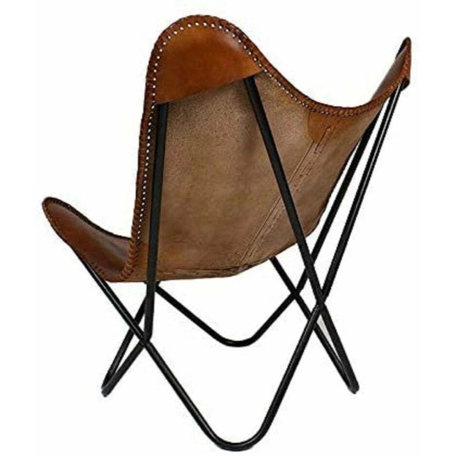 {Nur Bezug} Handgefertigter Büffelleder Schmetterlingsstuhl Modernes Lounge Akzent Ersatz