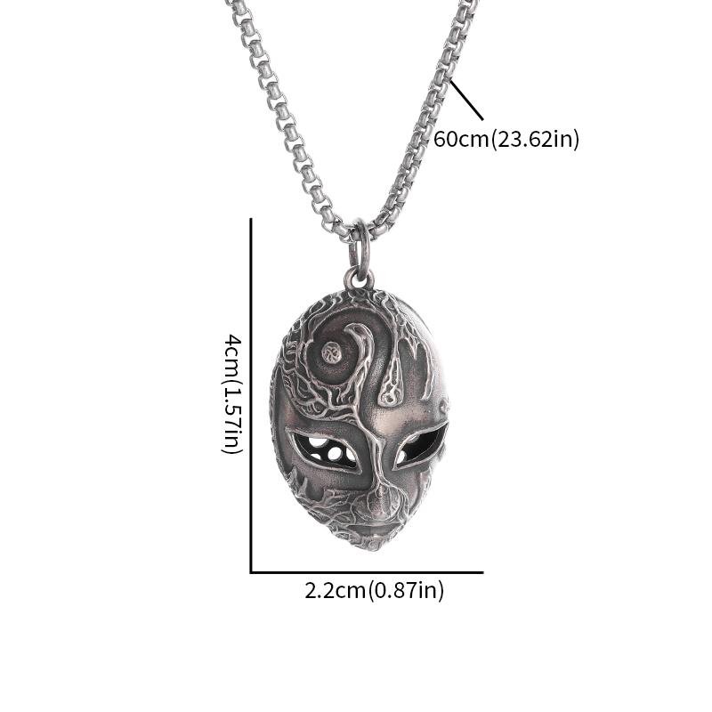 Retro Ethnic Opera Culture Mask Pendant Necklace Suitable for Men and Women Punk Hip-Hop Trend Jewelry Gifts