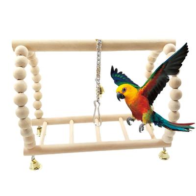 Parrots Toys Bird Swing Exercise Climbing Hanging Ladder Bridge Wooden Rainbow Pet Parrot Macaw Hammock Bird Toy With Bells