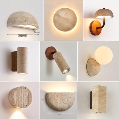 Wabi-Sabi Gelbe Travertin Nachttischlampe: Retro-Stil für Schlafzimmer & Wohnzimmer