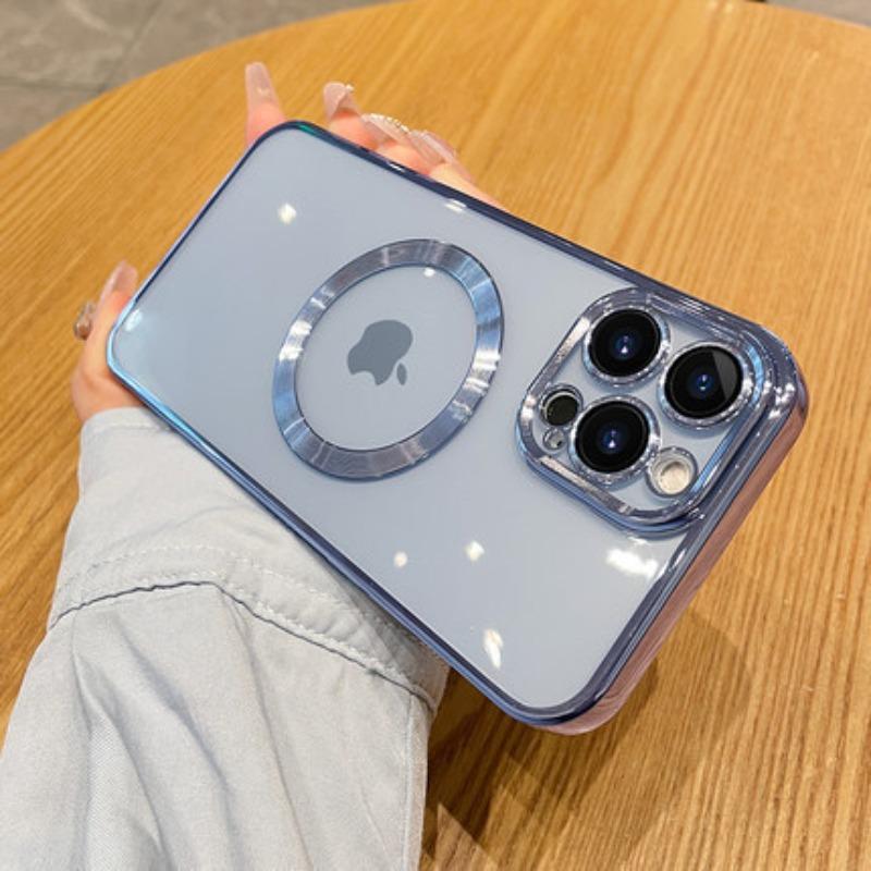 Applicable To IPhone 16 Electroplated Mobile Phone Case Apple 15 Transparent Magnetic 14 ProMax Full-package Lens Film Protection Case