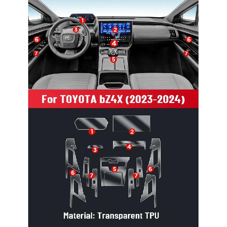 

Anti-scratch Car Interior Center Console Media Dashboard Navigation TPU Protector Film For TOYOTA BZ4X 2024 Accessories Right rudder driving