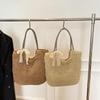 Yogodlns Woven Beach Bag Vintage Handmade Woven Shoulder Bag Raffia Rattan Bags Bohemian Ladies Summer Travel Vacation Casual Tote Bag