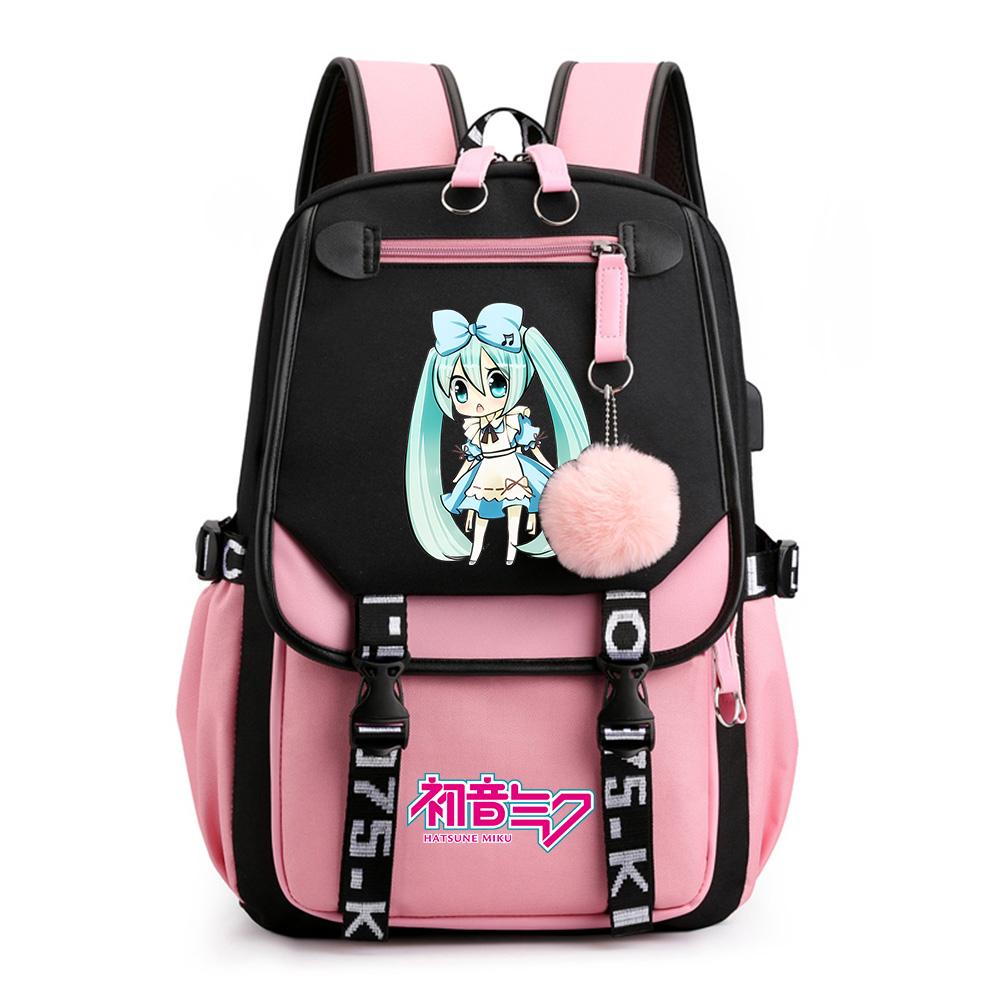 Anime Hatsune Miku Potisk Batoh Školní taška pro Teenagera Studenta Dívku Chlapce Taška na knihy Velká kapacita vodotěsný Cestovní taška Dárek Ruksak