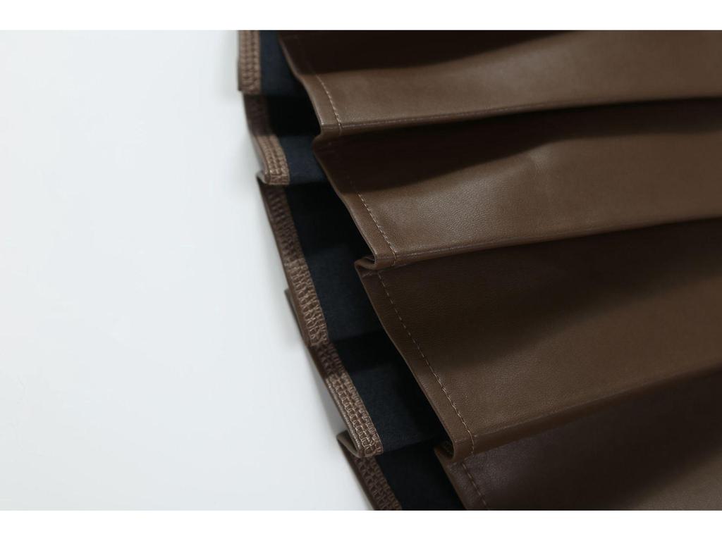 Schwarzer PU-A-Linien-Faltenrock für Mädchen mit hoher Taille und Hose für Herbst und Winter