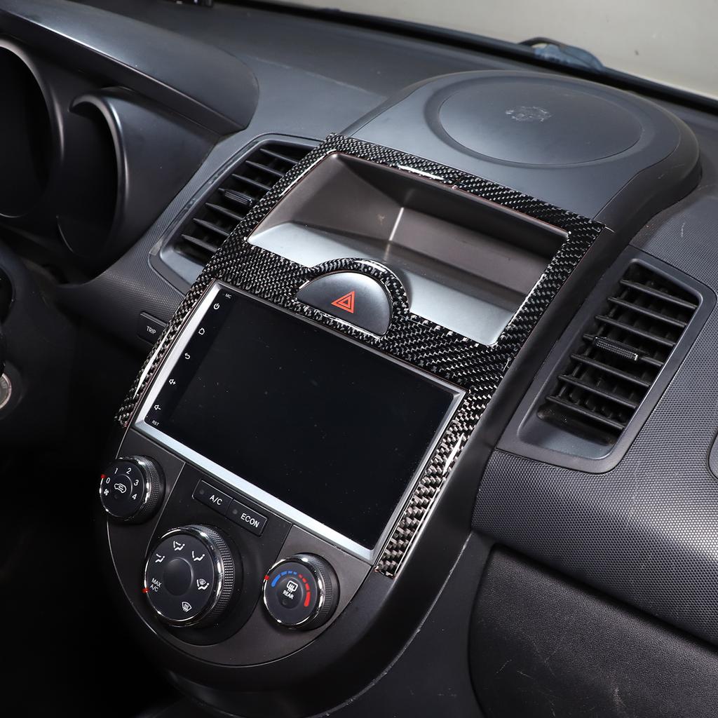 For Kia Soul AM 09-13 Soft Carbon Fiber Car Central Control Assembly Switch Panel Navigation Frame Trims Sticker Car