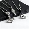 Viking Axe Necklace for Men,Vintage Stainless Steel Pirate Runes Necklace,Rock Punk Jewelry Gift for Dad Son Husband BBF