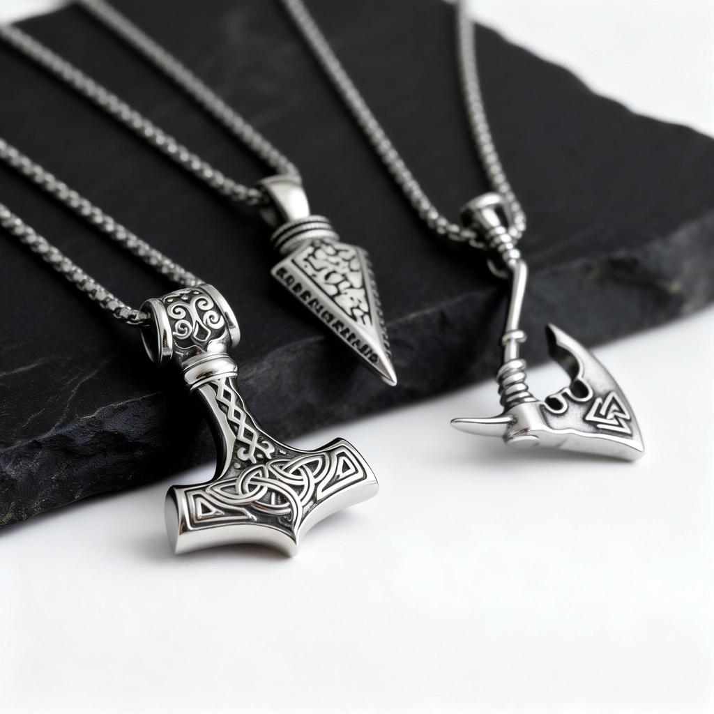 Viking Axe Necklace for Men,Vintage Stainless Steel Pirate Runes Necklace,Rock Punk Jewelry Gift for Dad Son Husband BBF
