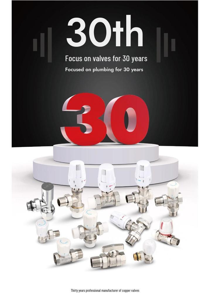 Brass PPR Straight Thermostatic Radiator Angle Valve for Floor Heating