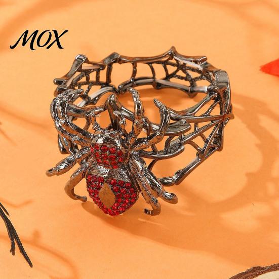 Dunkle Ästhetik Handschmuck Vintage Strass Spinne Armband, Gothic Punk Verstellbarer Stretch Armreif Netz Party Geschenk für Männer Frauen, Geheimnisvoll