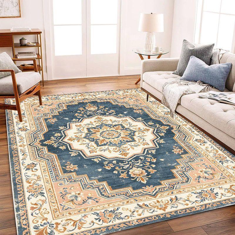 Vintage Floral Area Carpet Living Room Sofa Non-Slip Washable Carpet Bohemian Bedroom Floor Mat Home Decor
