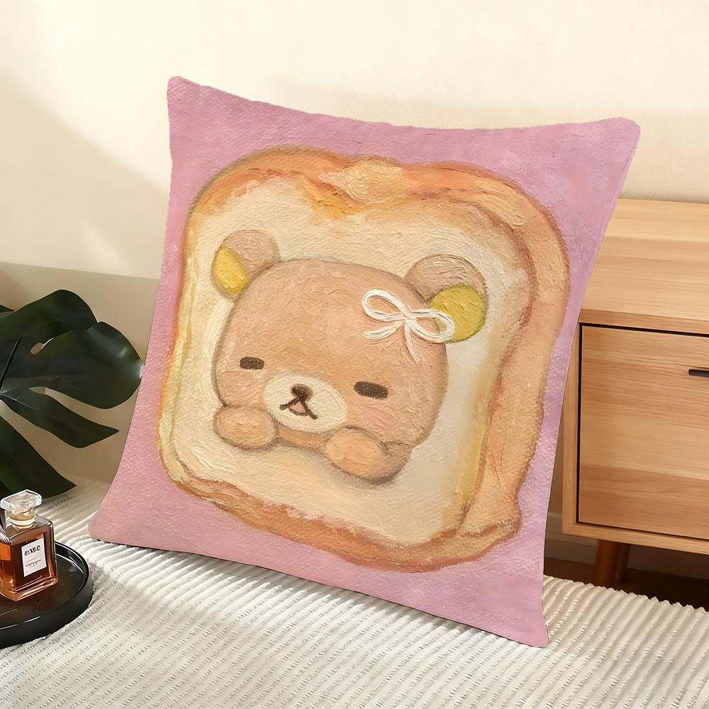 Cute Oil-Painted Small Animals Cushion Cover Silky Short Plush Home Sofa Cushion Cover - Invisible Zipper Home Decoration