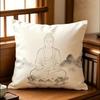 Buddha Lotus Throw Pillow Cover Zen Ink Art Print Decorative Cushion Case For Meditation Room Home Spiritual Decor