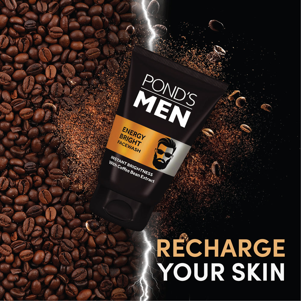 POND'S Men Energy Bright Face Wash 100g For Dull Skin With Coffee Bean Extract Oil Control Glow Cleanser