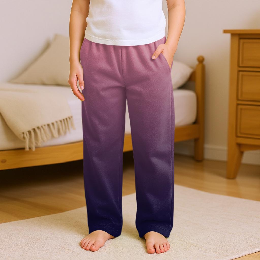Fashionable Children's Versatile Gradient Print Pocket Casual Pants