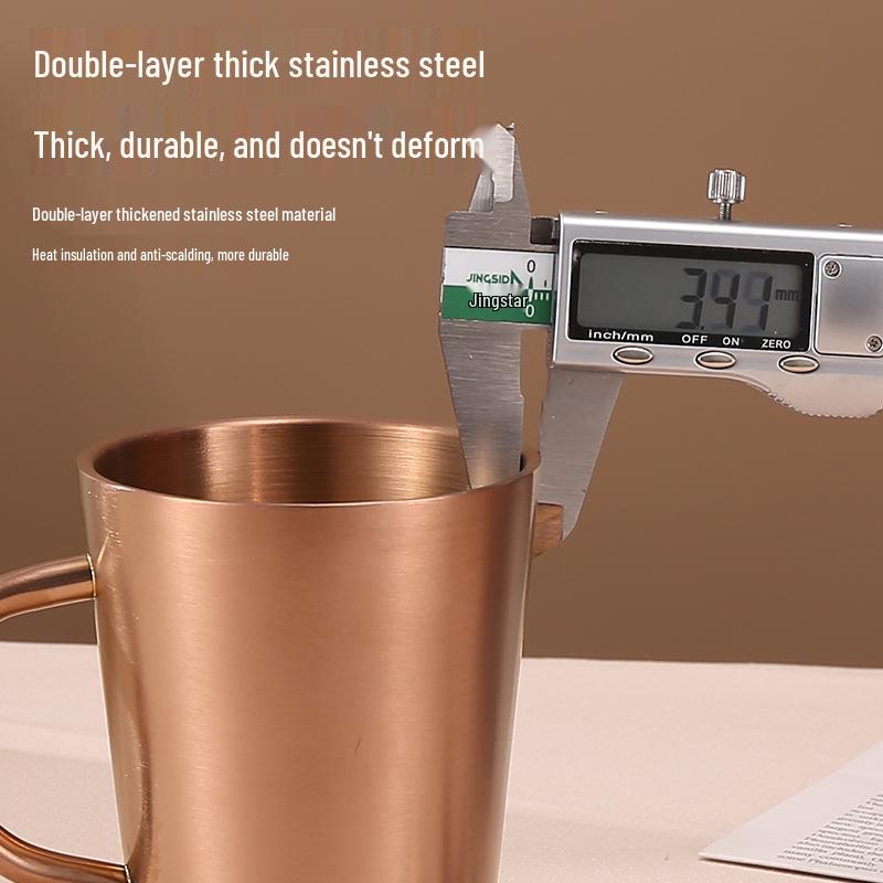 Korean Style 304 Stainless Steel Double Wall Beer Mug with Handle, Heat-Insulated, Anti-Scald for Household Use.