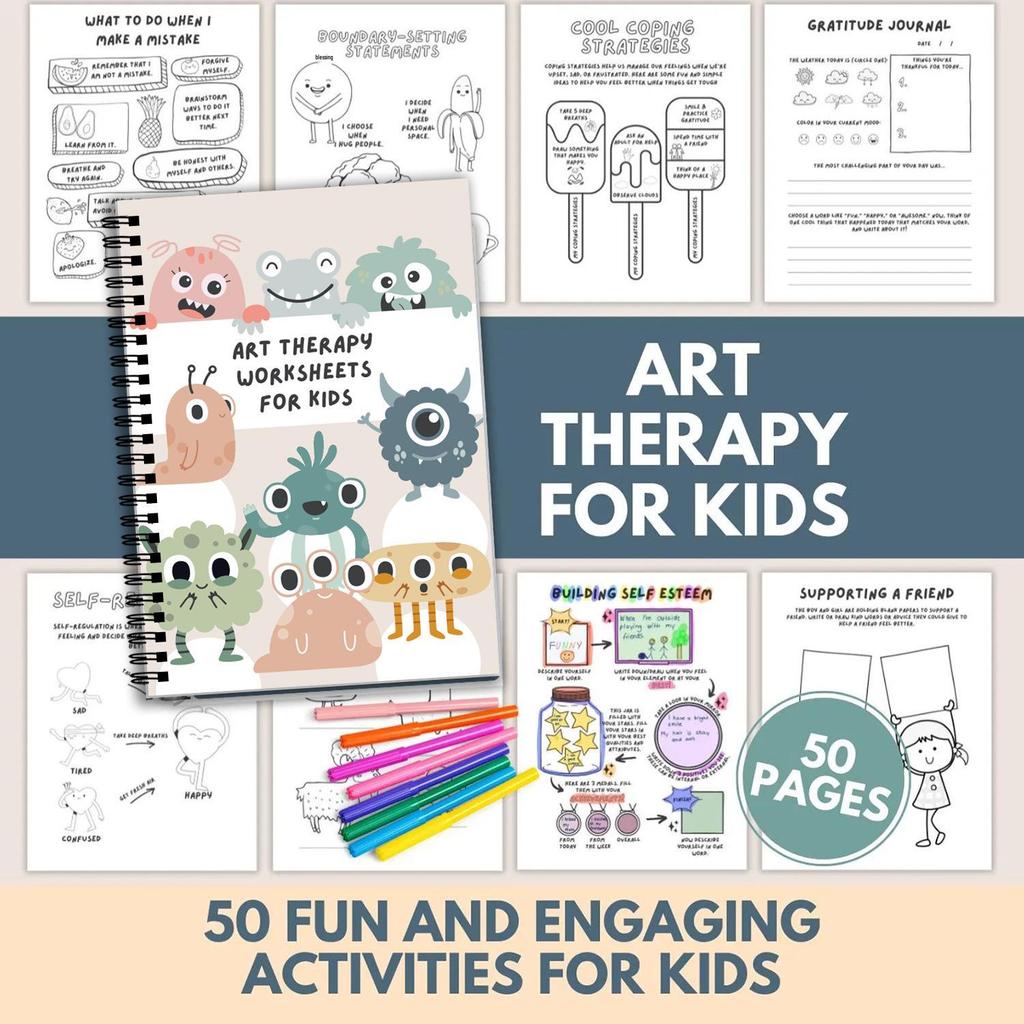 Instantly Available Cute Monster Emotional Management Workbook for Kids – 50 Pages