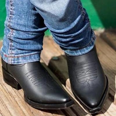 Black Western Boots For Men Cowboy Brown Chelsea Boots Zipper Ankle Business Boots Size 38-46